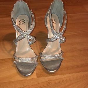 Silver rhinestone high heels